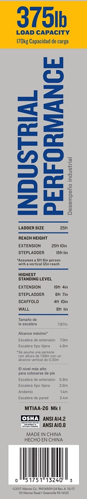 Werner MT-IAA-26 Multi-Purpose Telescoping Aluminum Ladder Label Werner MT-IAA-26 Multi-Purpose Telescoping Aluminum Ladder Label