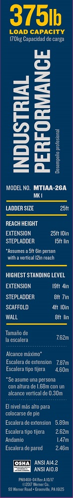 Werner MT-IAA-26A Multi-Purpose Telescoping Aluminum Ladder Label Werner MT-IAA-26A Multi-Purpose Telescoping Aluminum Ladder Label